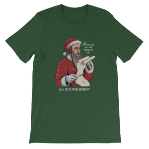 John Calvin Calvinist Santa Naughty List Short-Sleeve Unisex T-Shirt